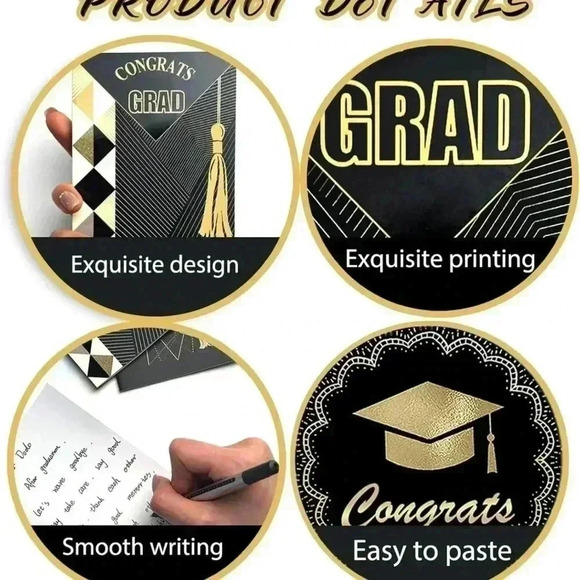 Graduation Cards with Envelopes and Gold Foil, 24 Pack Bulk with envelopes - Picture 3 of 8